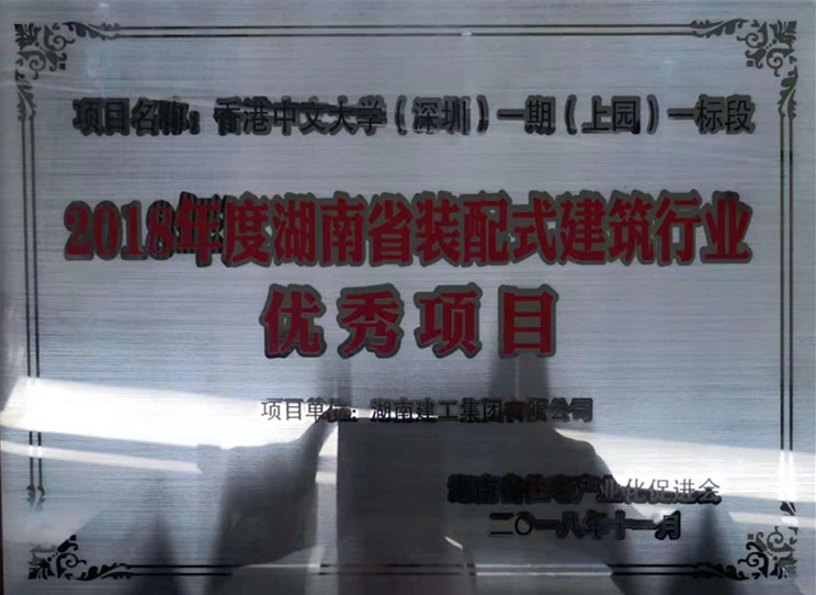 湖南省裝配式建筑行業(yè)優(yōu)秀項(xiàng)目獎（2018年）